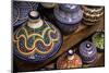 Fez, Morocco. Colorful pottery tagines, tajines-Jolly Sienda-Mounted Photographic Print