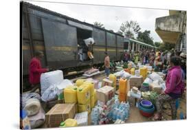 Fianarantsoa to Manakara FCE train, cargo being unloaded, eastern area, Madagascar, Africa-Christian Kober-Stretched Canvas