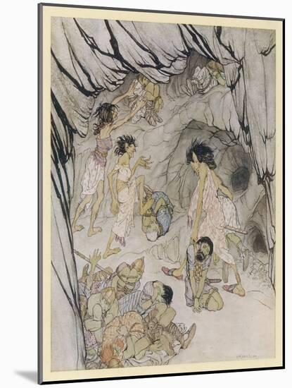 Fianna Ensnared-Arthur Rackham-Mounted Art Print