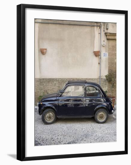 Fiat 500 Car, Cefalu, Sicily, Italy, Europe-Martin Child-Framed Photographic Print