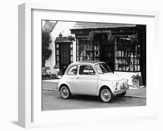 Fiat 500 Parked Outside a Quaint Shop, 1969-null-Framed Photographic Print