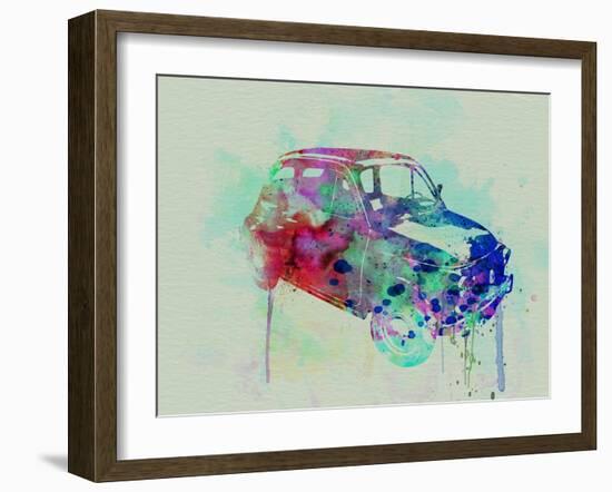 Fiat 500 Watercolor-NaxArt-Framed Art Print