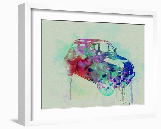 Fiat 500 Watercolor-NaxArt-Framed Art Print