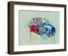 Fiat 500 Watercolor-NaxArt-Framed Art Print