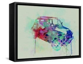 Fiat 500 Watercolor-NaxArt-Framed Stretched Canvas