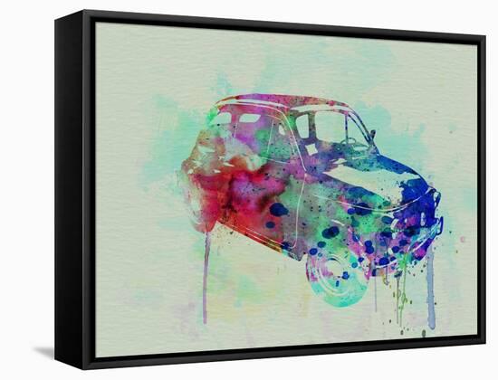 Fiat 500 Watercolor-NaxArt-Framed Stretched Canvas