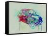 Fiat 500 Watercolor-NaxArt-Framed Stretched Canvas