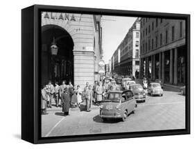 Fiat 600 Multipla Leading a Procession of Fiats, Italy, (Late 1950S)-null-Framed Stretched Canvas