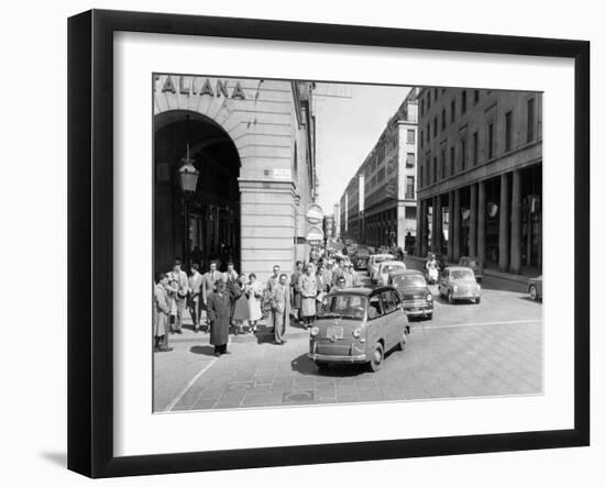 Fiat 600 Multipla Leading a Procession of Fiats, Italy, (Late 1950S)-null-Framed Photographic Print