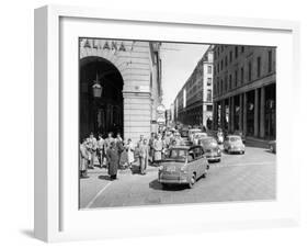 Fiat 600 Multipla Leading a Procession of Fiats, Italy, (Late 1950S)-null-Framed Photographic Print