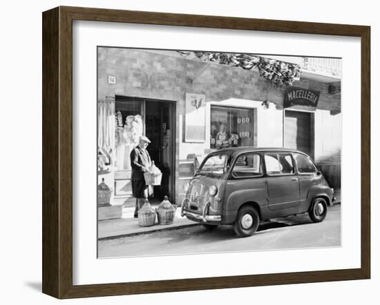 Fiat 600 Multipla Outside a Shop, (C1955-C1965)-null-Framed Photographic Print