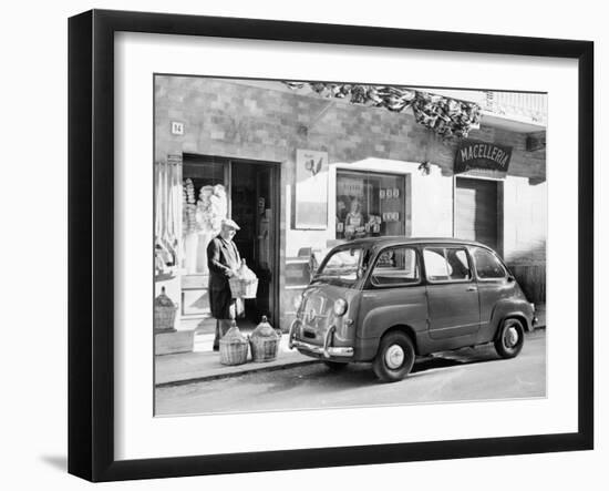 Fiat 600 Multipla Outside a Shop, (C1955-C1965)-null-Framed Photographic Print