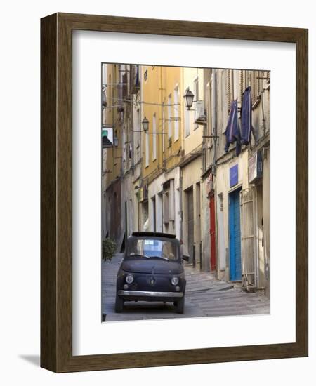 Fiat Driving in Narrow Street, Sassari, Sardinia, Italy-Doug Pearson-Framed Photographic Print