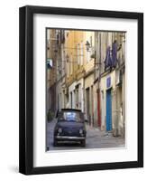 Fiat Driving in Narrow Street, Sassari, Sardinia, Italy-Doug Pearson-Framed Photographic Print