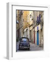 Fiat Driving in Narrow Street, Sassari, Sardinia, Italy-Doug Pearson-Framed Photographic Print