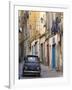 Fiat Driving in Narrow Street, Sassari, Sardinia, Italy-Doug Pearson-Framed Photographic Print