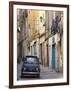 Fiat Driving in Narrow Street, Sassari, Sardinia, Italy-Doug Pearson-Framed Photographic Print