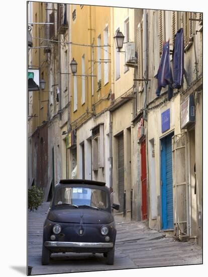 Fiat Driving in Narrow Street, Sassari, Sardinia, Italy-Doug Pearson-Mounted Photographic Print