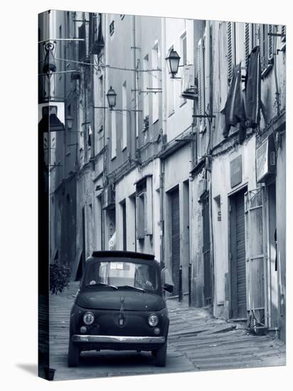 Fiat Driving in Narrow Street, Sassari, Sardinia, Italy-Doug Pearson-Stretched Canvas