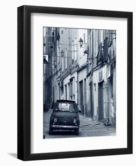 Fiat Driving in Narrow Street, Sassari, Sardinia, Italy-Doug Pearson-Framed Premium Photographic Print