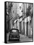 Fiat Driving in Narrow Street, Sassari, Sardinia, Italy-Doug Pearson-Framed Stretched Canvas