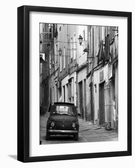 Fiat Driving in Narrow Street, Sassari, Sardinia, Italy-Doug Pearson-Framed Photographic Print