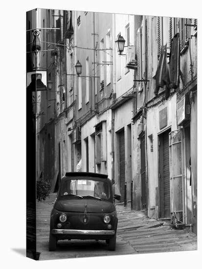 Fiat Driving in Narrow Street, Sassari, Sardinia, Italy-Doug Pearson-Stretched Canvas