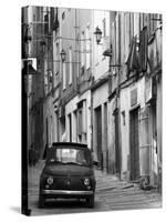 Fiat Driving in Narrow Street, Sassari, Sardinia, Italy-Doug Pearson-Stretched Canvas