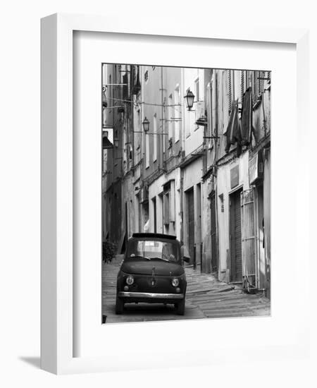 Fiat Driving in Narrow Street, Sassari, Sardinia, Italy-Doug Pearson-Framed Photographic Print