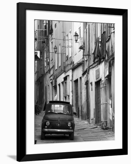 Fiat Driving in Narrow Street, Sassari, Sardinia, Italy-Doug Pearson-Framed Premium Photographic Print