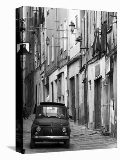 Fiat Driving in Narrow Street, Sassari, Sardinia, Italy-Doug Pearson-Stretched Canvas