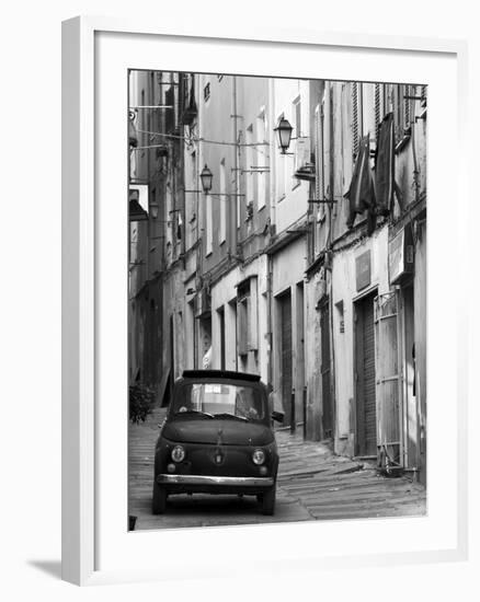 Fiat Driving in Narrow Street, Sassari, Sardinia, Italy-Doug Pearson-Framed Photographic Print