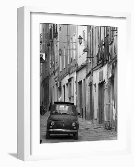 Fiat Driving in Narrow Street, Sassari, Sardinia, Italy-Doug Pearson-Framed Photographic Print