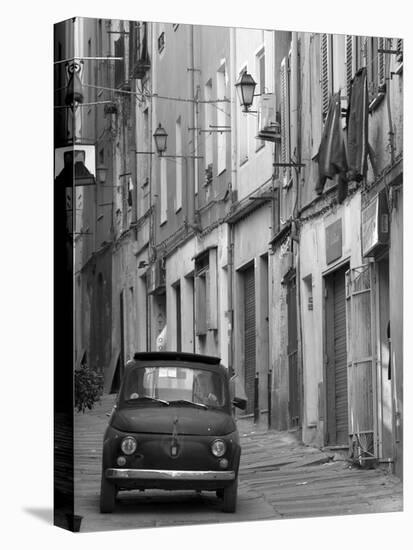 Fiat Driving in Narrow Street, Sassari, Sardinia, Italy-Doug Pearson-Stretched Canvas