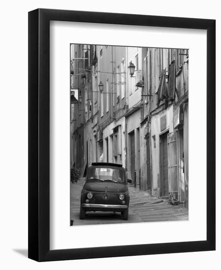 Fiat Driving in Narrow Street, Sassari, Sardinia, Italy-Doug Pearson-Framed Premium Photographic Print