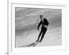 Fiat President Giovanni Agnelli Skiing Slopes Near His Sestriere Ski Resort-null-Framed Premium Photographic Print