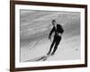 Fiat President Giovanni Agnelli Skiing Slopes Near His Sestriere Ski Resort-null-Framed Premium Photographic Print