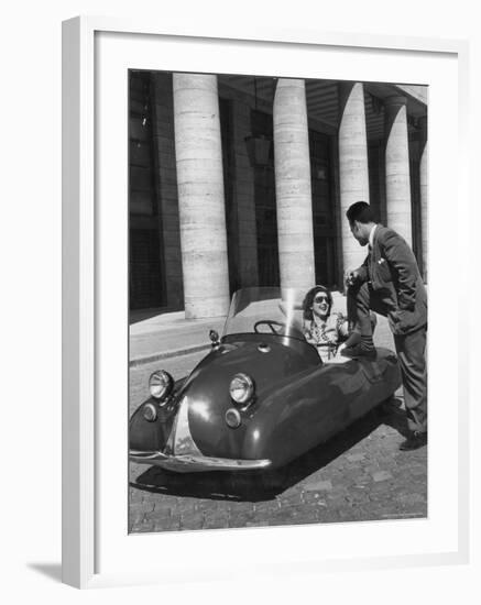 Fiat's One Cylinder Volugrafo, a Streamlined Auto as Cheap to Run as a Motorbike or Bicycle-Alfred Eisenstaedt-Framed Photographic Print