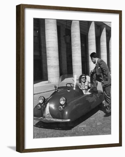 Fiat's One Cylinder Volugrafo, a Streamlined Auto as Cheap to Run as a Motorbike or Bicycle-Alfred Eisenstaedt-Framed Photographic Print