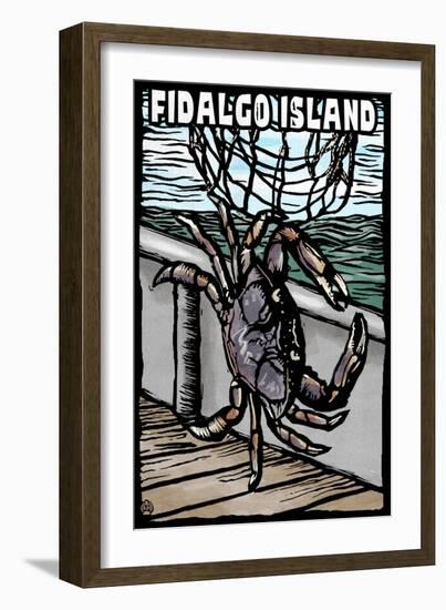 Fidalgo Island, Washington - Dungeness Crab - Scratchboard-Lantern Press-Framed Art Print
