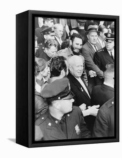 Fidel Castro and Nikita Khrushchev in New York for the General Assembly of the United Nations, 1960-null-Framed Stretched Canvas