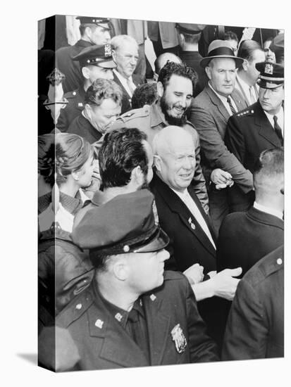 Fidel Castro and Nikita Khrushchev in New York for the General Assembly of the United Nations, 1960-null-Stretched Canvas