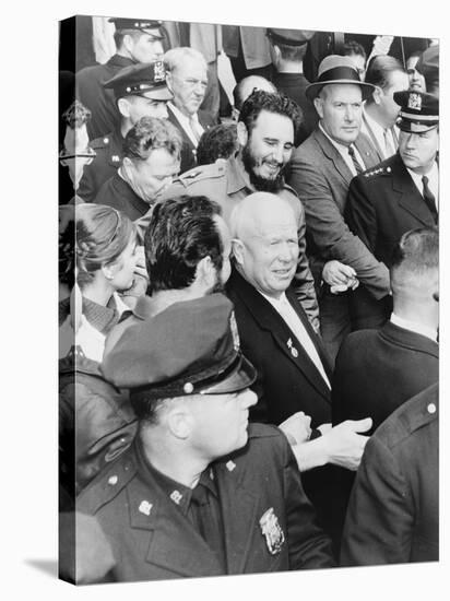 Fidel Castro and Nikita Khrushchev in New York for the General Assembly of the United Nations, 1960-null-Stretched Canvas