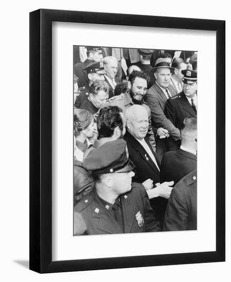 Fidel Castro and Nikita Khrushchev in New York for the General Assembly of the United Nations, 1960-null-Framed Photographic Print