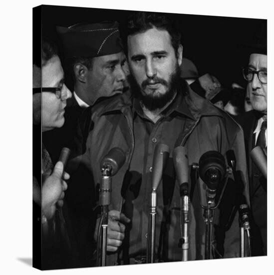 Fidel Castro arrives at MATS Terminal, Washington, D.C., c.1959-null-Stretched Canvas