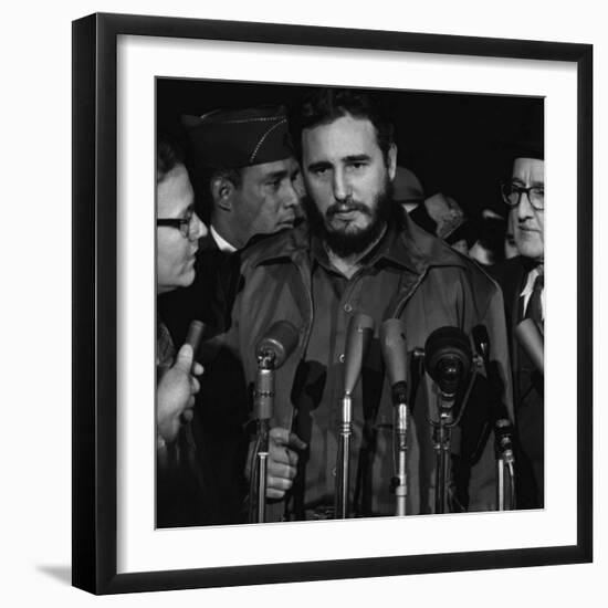 Fidel Castro arrives at MATS Terminal, Washington, D.C., c.1959-null-Framed Photo