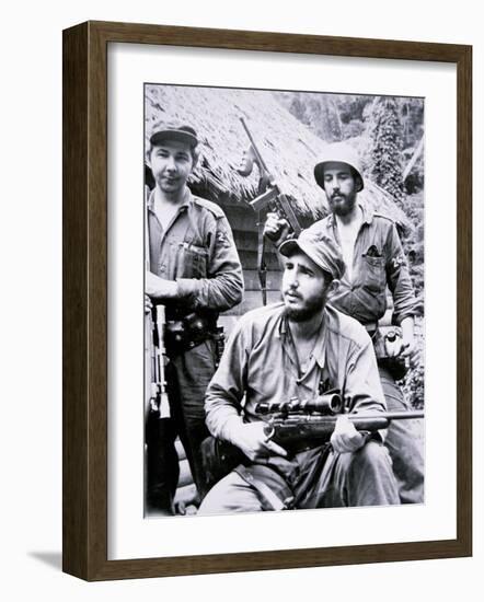 Fidel Castro in the Sierra Maestra Mountains, 1957-null-Framed Photographic Print