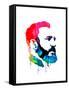 Fidel Castro Watercolor-Lora Feldman-Framed Stretched Canvas