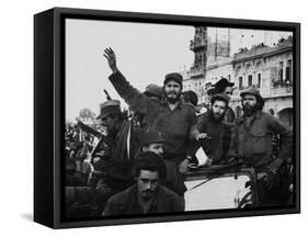 Fidel Castro, with His Fellow Revolutionaries, Entering Havana on January 8, 1959-null-Framed Stretched Canvas