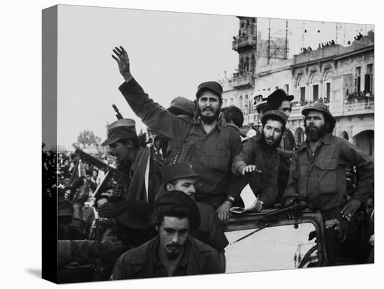 Fidel Castro, with His Fellow Revolutionaries, Entering Havana on January 8, 1959-null-Stretched Canvas